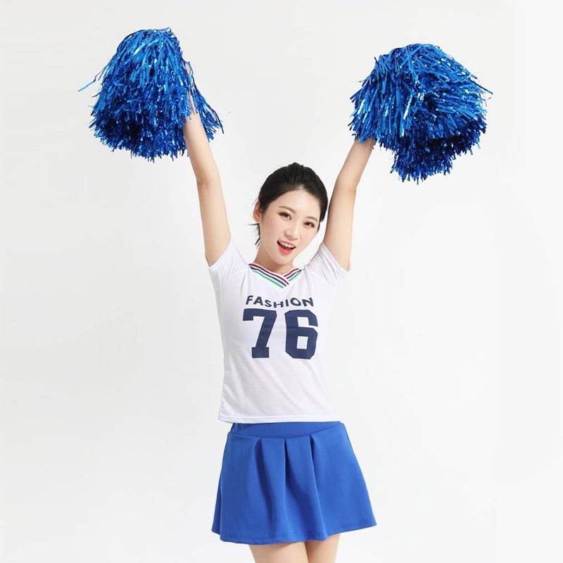 baotongle 12 PCS Cheerleading Squad Spirited Fun Poms Pompoms Cheer Costume Accessory for Party Dance Sports (Blues) - Image 3